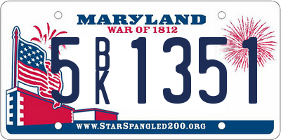 MD license plate 5BK1351