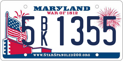MD license plate 5BK1355