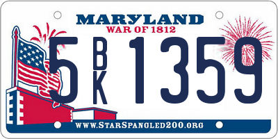 MD license plate 5BK1359