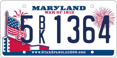 MD license plate 5BK1364