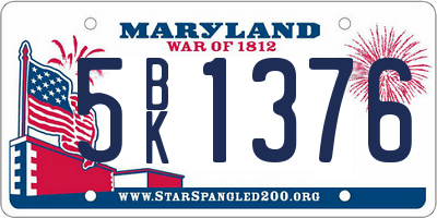 MD license plate 5BK1376