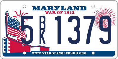 MD license plate 5BK1379