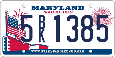 MD license plate 5BK1385