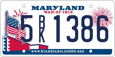 MD license plate 5BK1386