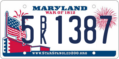 MD license plate 5BK1387