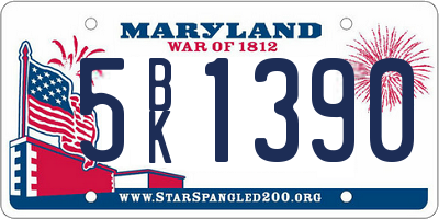 MD license plate 5BK1390