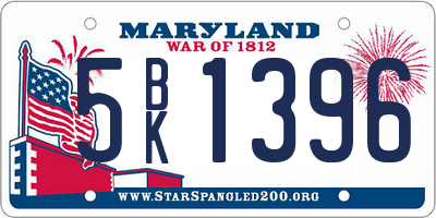MD license plate 5BK1396