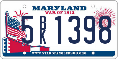 MD license plate 5BK1398