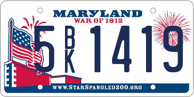 MD license plate 5BK1419