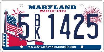 MD license plate 5BK1425