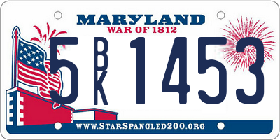 MD license plate 5BK1453