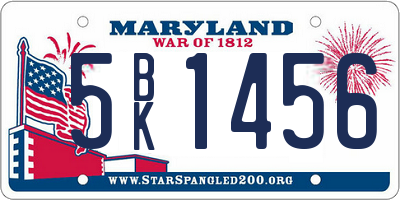 MD license plate 5BK1456