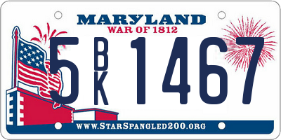 MD license plate 5BK1467