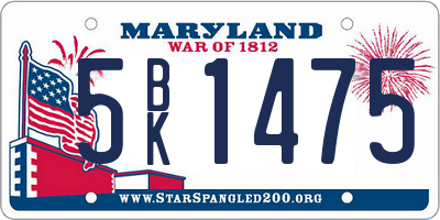 MD license plate 5BK1475