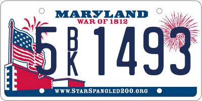 MD license plate 5BK1493