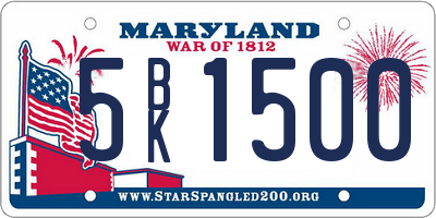 MD license plate 5BK1500