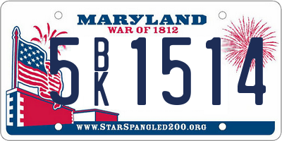 MD license plate 5BK1514