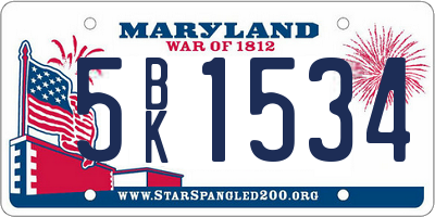 MD license plate 5BK1534