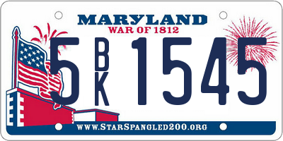 MD license plate 5BK1545