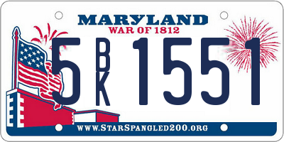 MD license plate 5BK1551