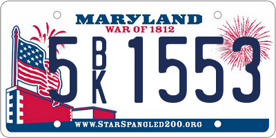 MD license plate 5BK1553