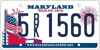 MD license plate 5BK1560