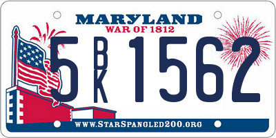 MD license plate 5BK1562