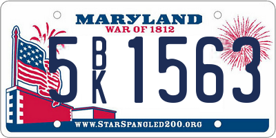 MD license plate 5BK1563