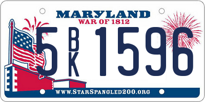 MD license plate 5BK1596