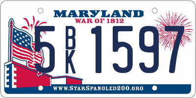 MD license plate 5BK1597