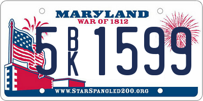MD license plate 5BK1599