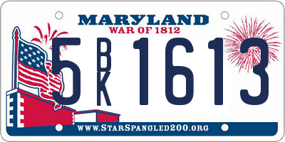 MD license plate 5BK1613