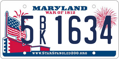 MD license plate 5BK1634