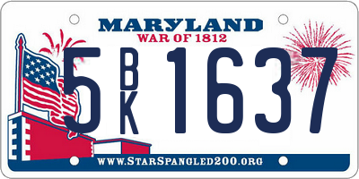MD license plate 5BK1637