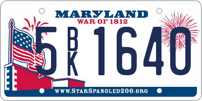 MD license plate 5BK1640