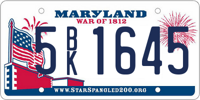 MD license plate 5BK1645