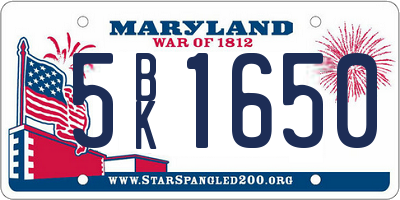 MD license plate 5BK1650
