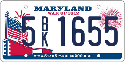 MD license plate 5BK1655