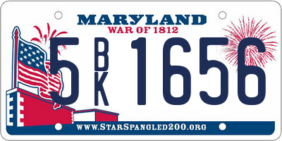 MD license plate 5BK1656