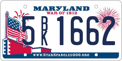 MD license plate 5BK1662