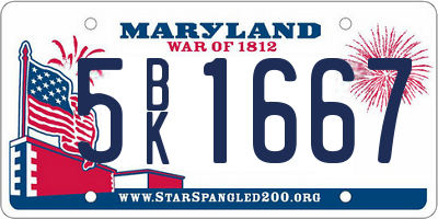 MD license plate 5BK1667