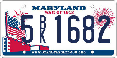 MD license plate 5BK1682