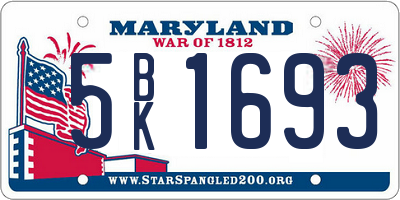 MD license plate 5BK1693