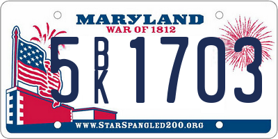 MD license plate 5BK1703