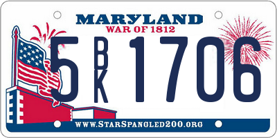 MD license plate 5BK1706