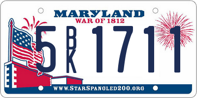 MD license plate 5BK1711