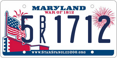 MD license plate 5BK1712