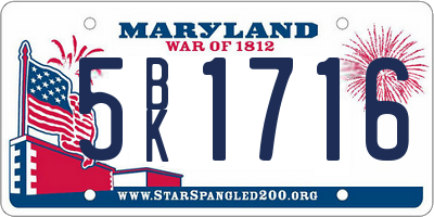 MD license plate 5BK1716