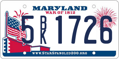 MD license plate 5BK1726