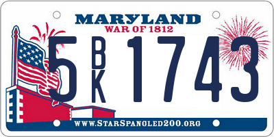 MD license plate 5BK1743